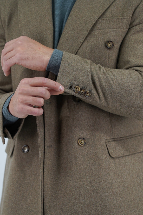 Giacca Harmonious doppiopetto in flanella quercia