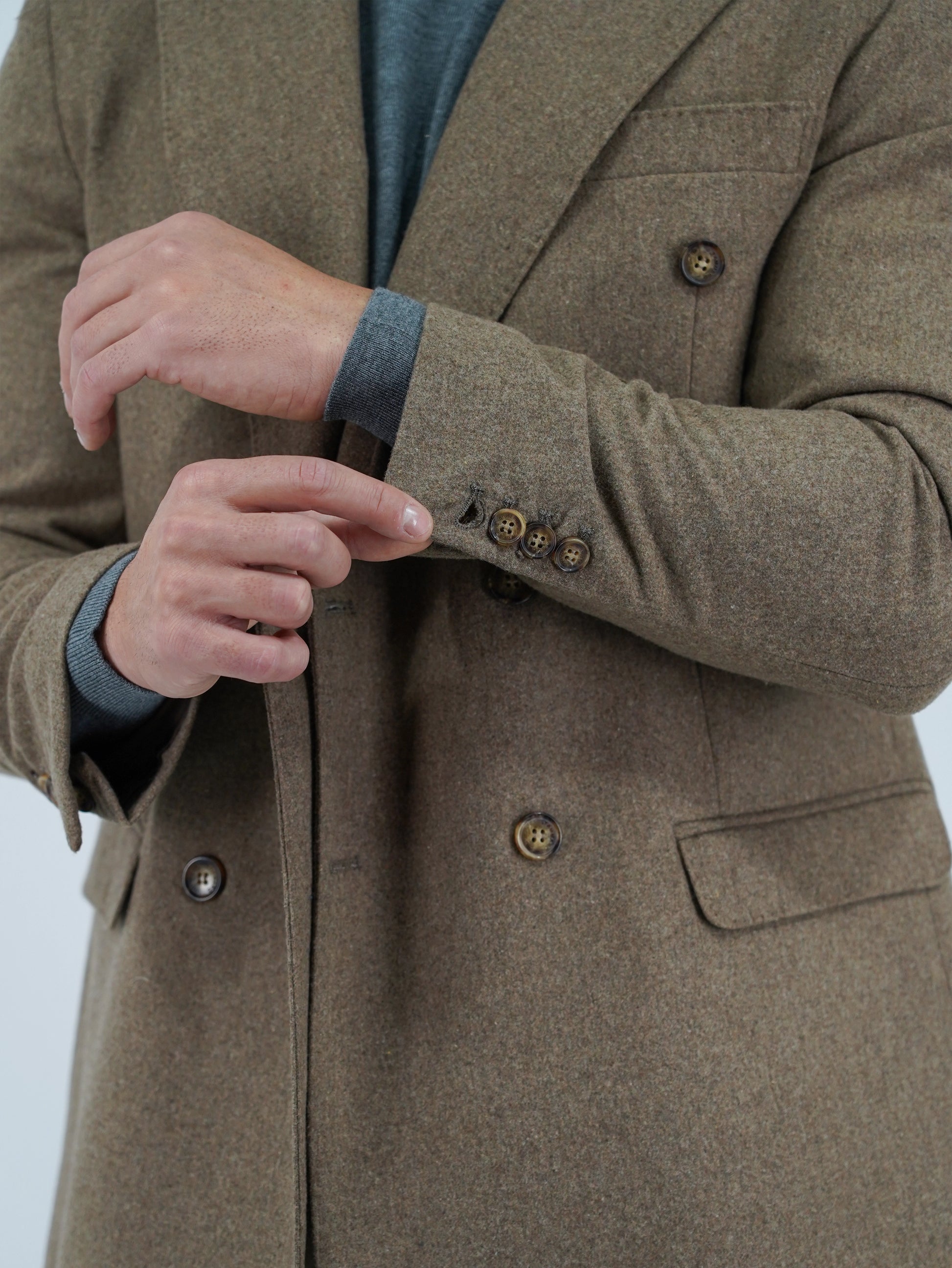 Giacca Harmonious doppiopetto in flanella quercia