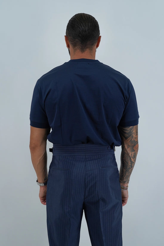 T-Shirt in Filo di Scozia | Girocollo| Blu
