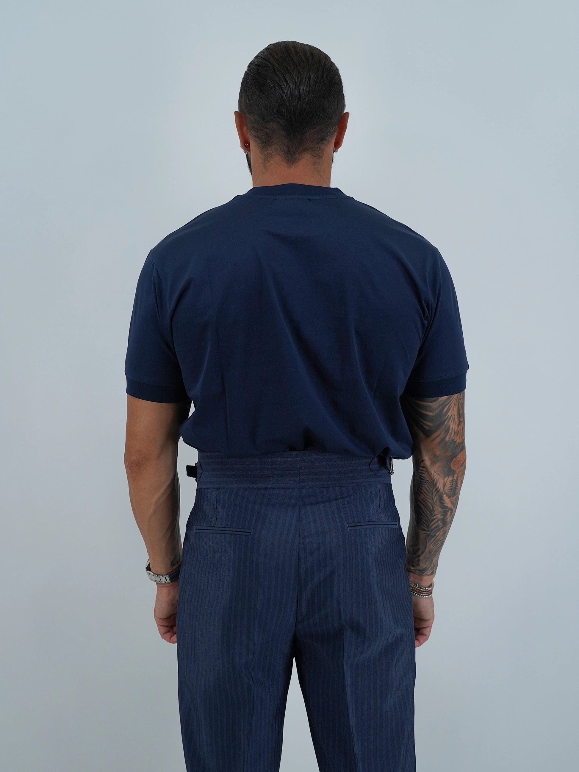 T-Shirt in Filo di Scozia | Girocollo| Blu