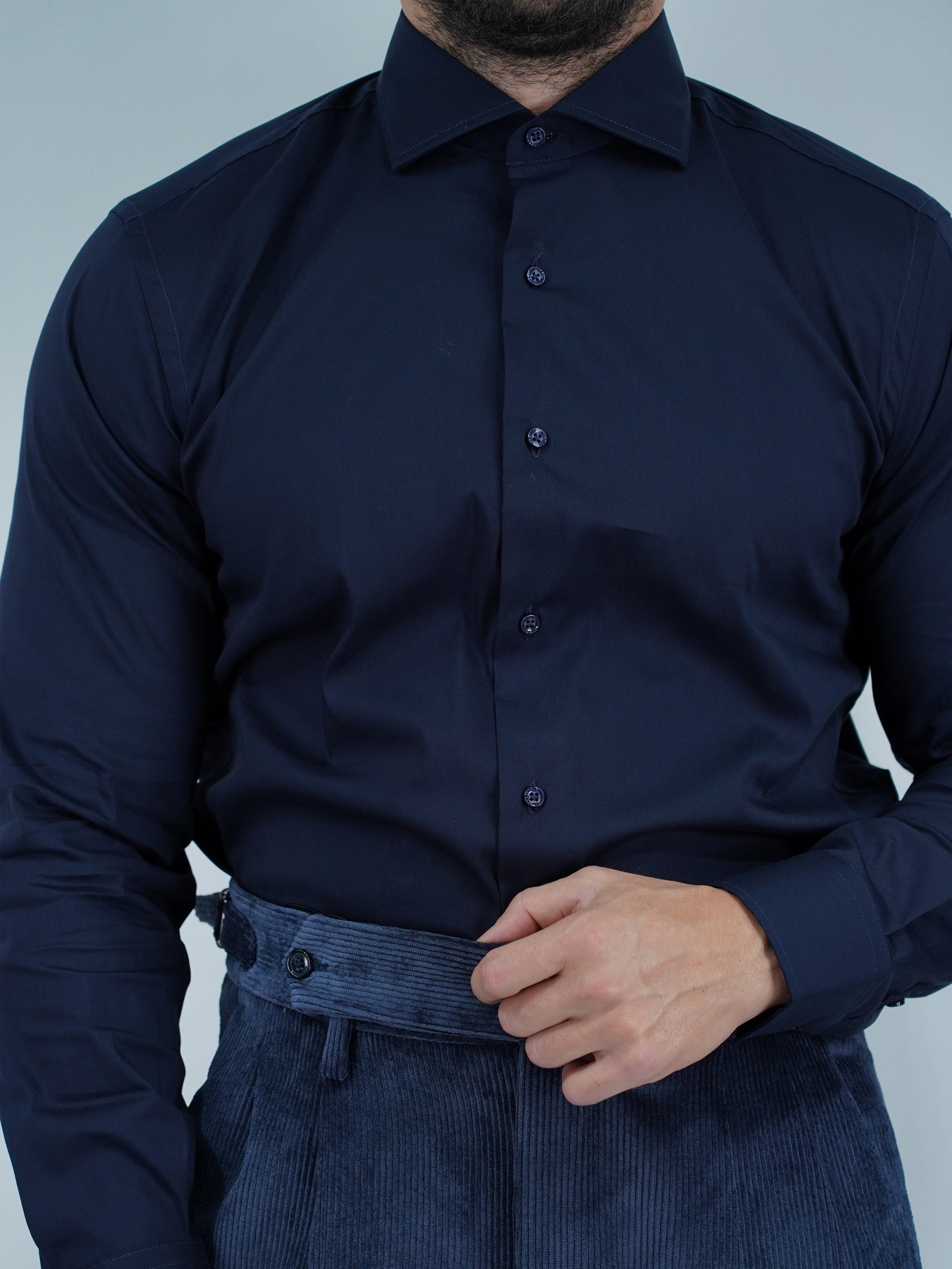 Camicia collo francese blu