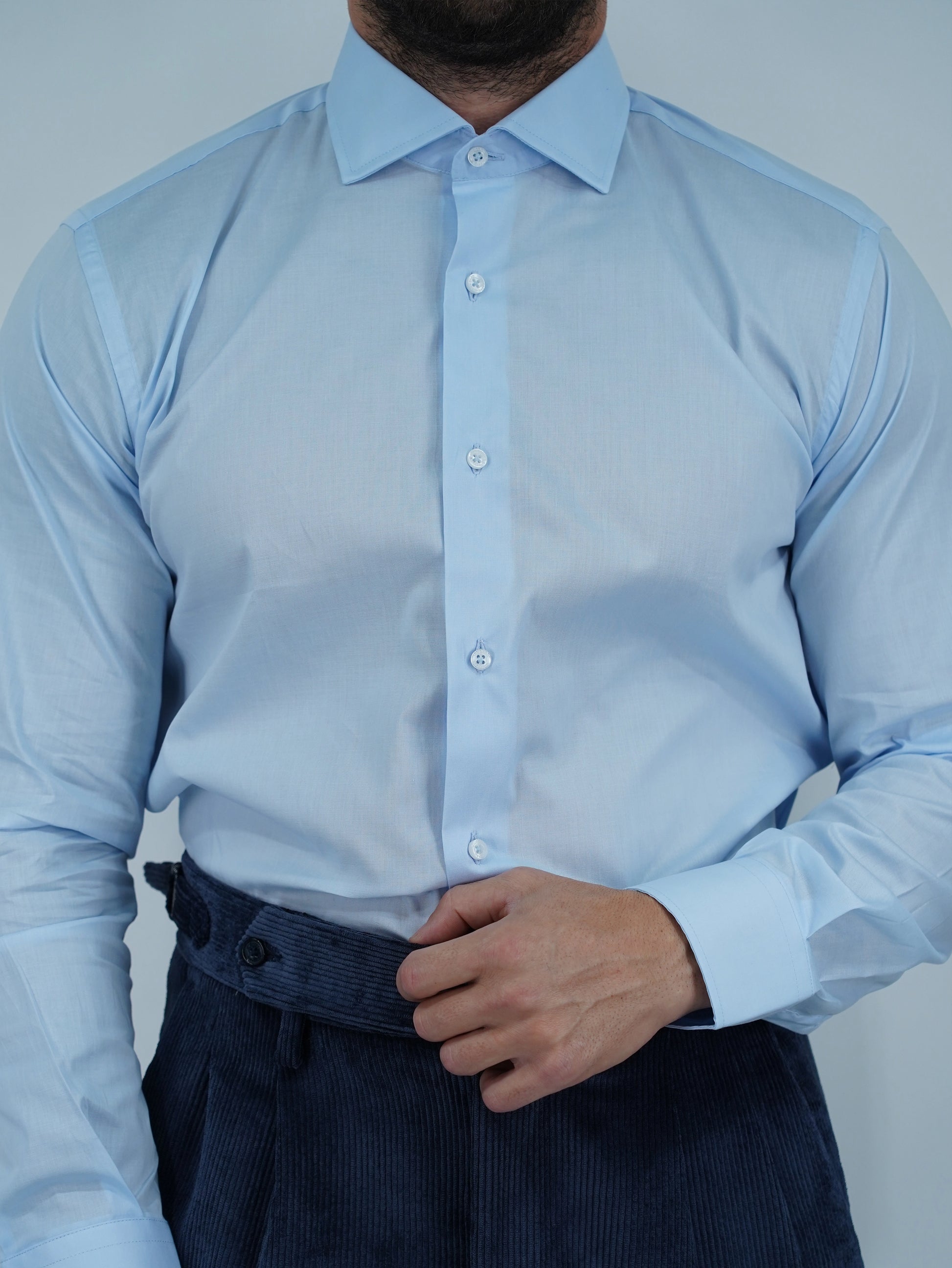 Camicia collo francese celeste