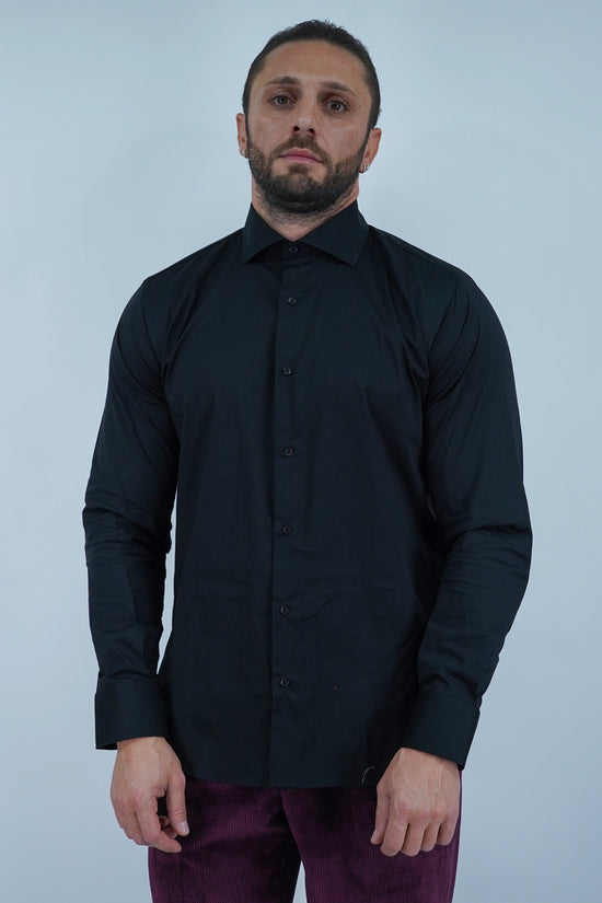 Camicia collo francese nera