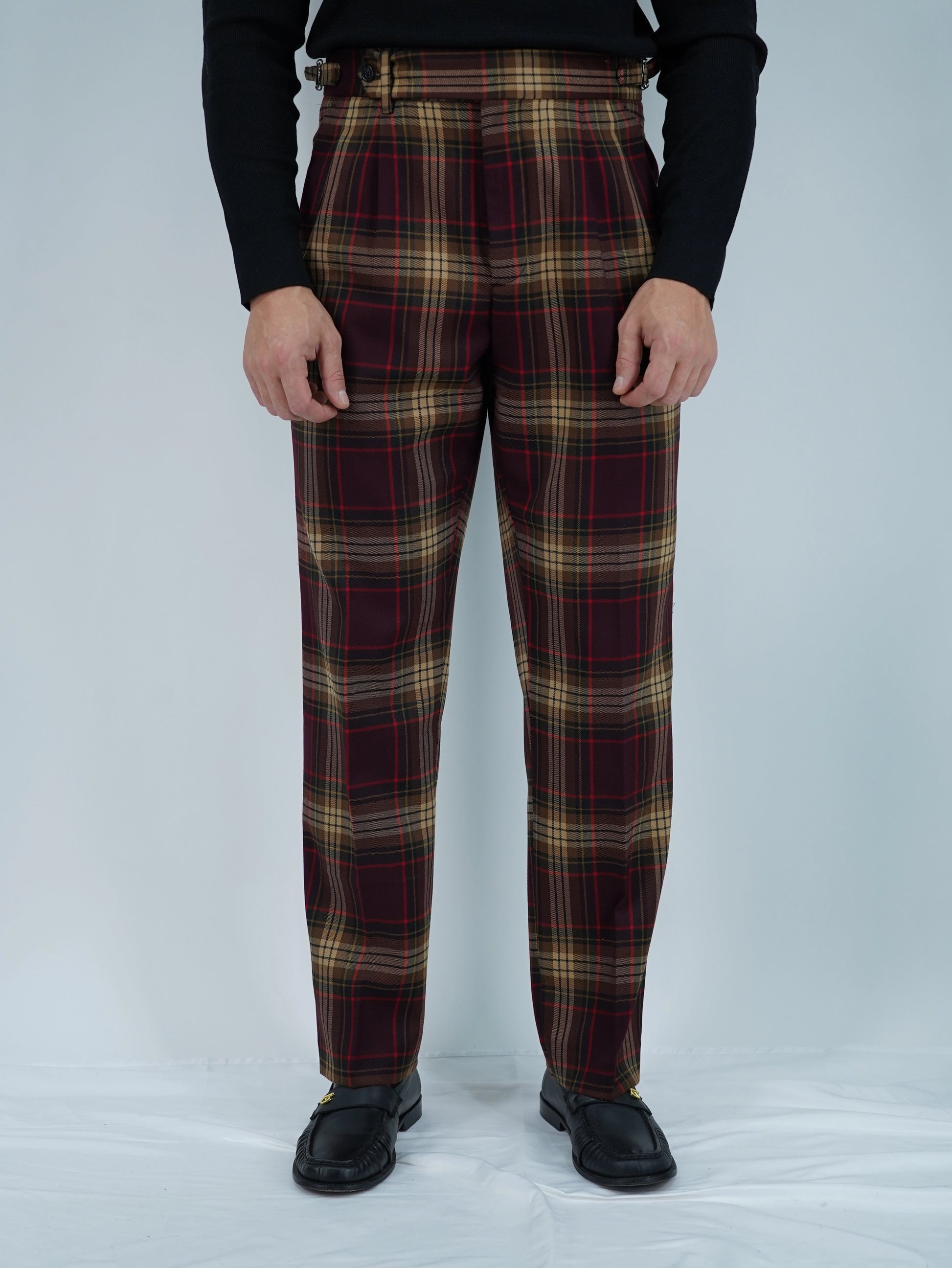 Gurkha 1 bottone con fibbie stringenti laterali Tartan Royal Stewart