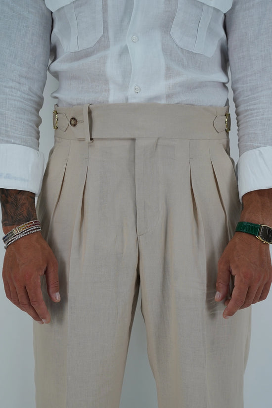 Gurkha Heritage 1 bottone in lino - Fondo 22/25cm | Doppia Fibbia Regolabile | Beige