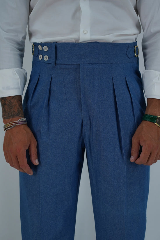 Gurkha Heritage 4 bottoni - Fondo 22/25cm | Doppia Fibbia Regolabile | Jeans Chiaro