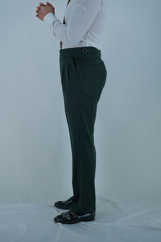 Gurkha 1 bottone - Fondo 20/23cm | Doppia Fibbia Regolabile | Verde Bottiglia Gessato