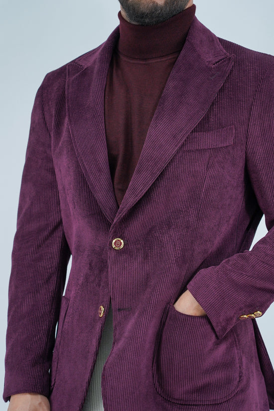 Giacca Harmonious monopetto in velluto a coste bordeaux