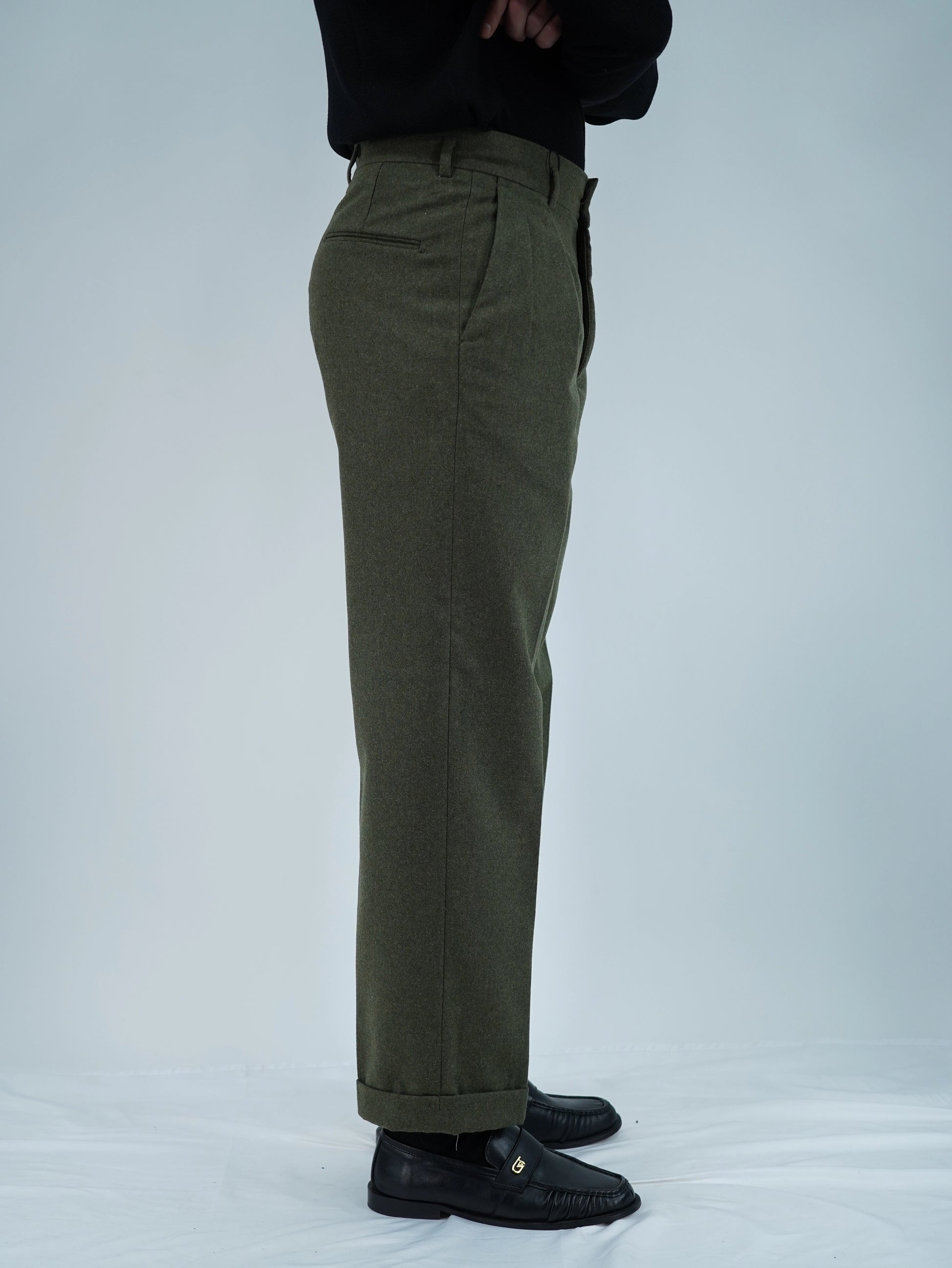 Gurkha con passanti in flanella verde foresta fondo 23cm