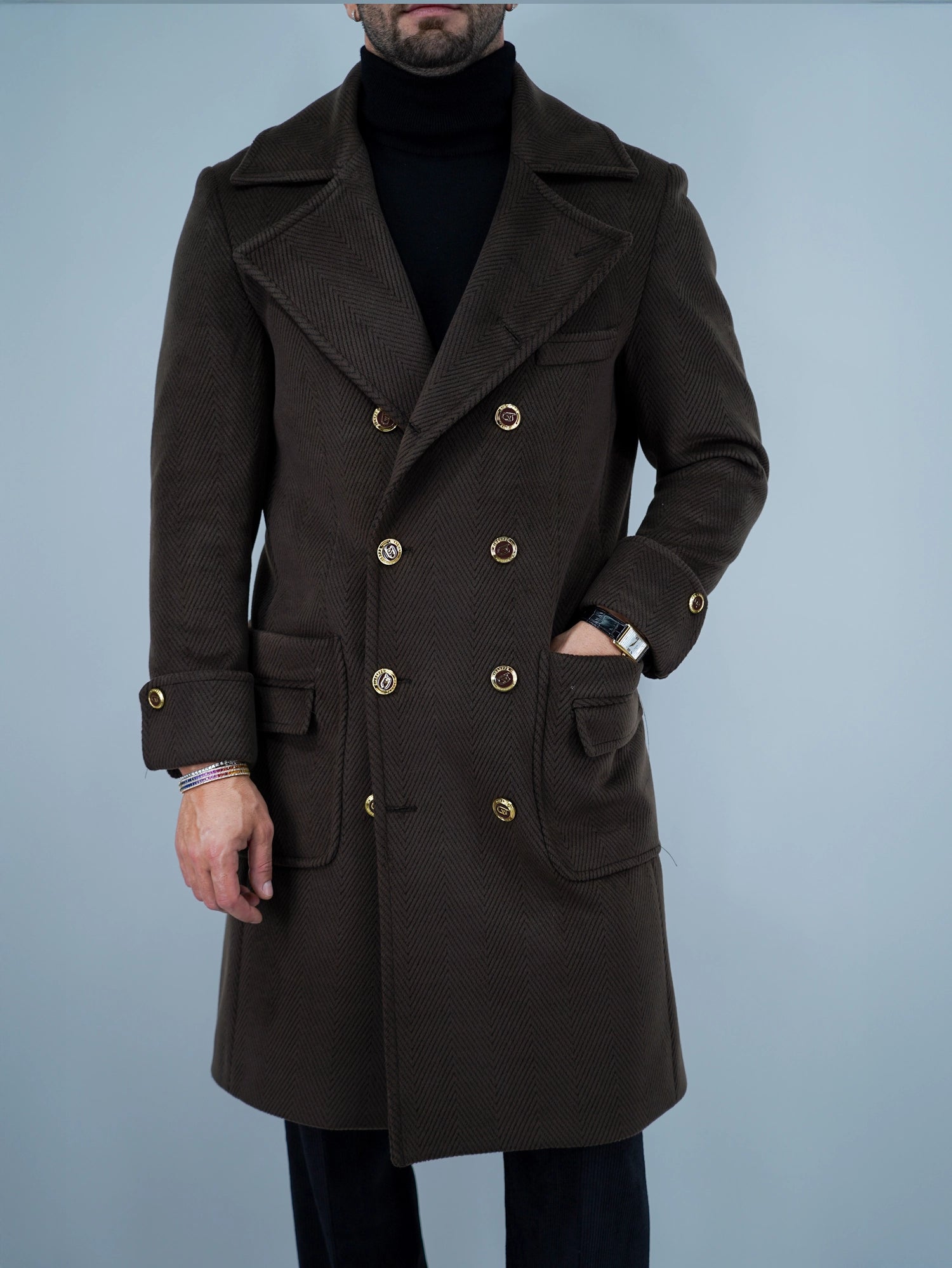 Cappotto Chesterfield Spigato Testa di Moro