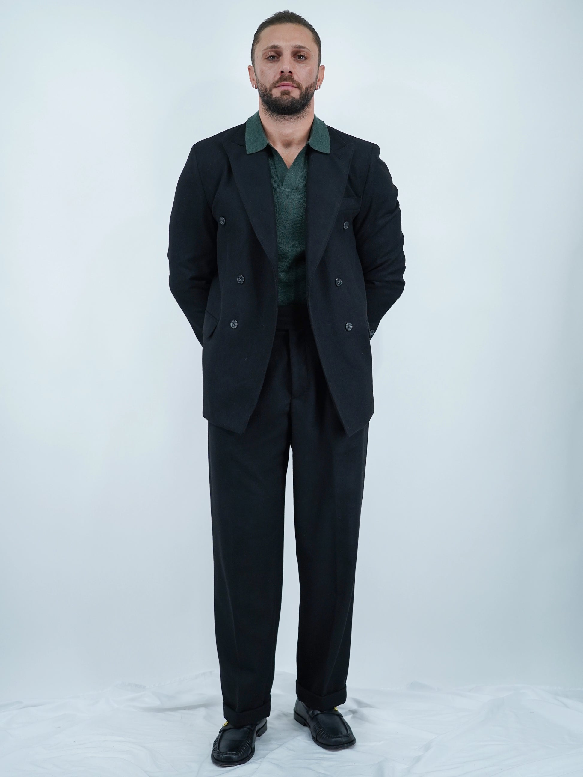 Giacca Harmonious doppiopetto in flanella nero