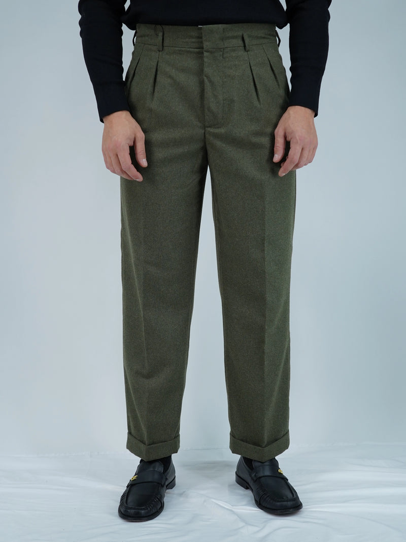 Gurkha con passanti in flanella verde foresta fondo 23cm