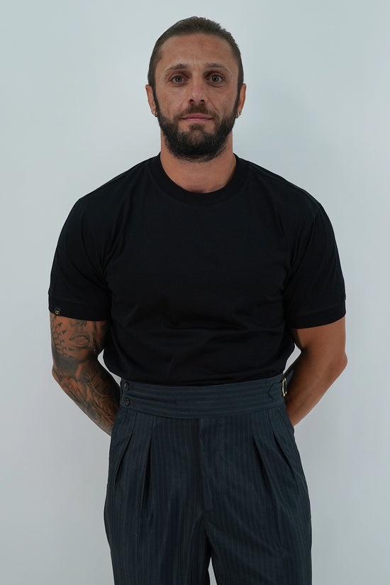 T-Shirt in Filo di Scozia | Girocollo| Nero