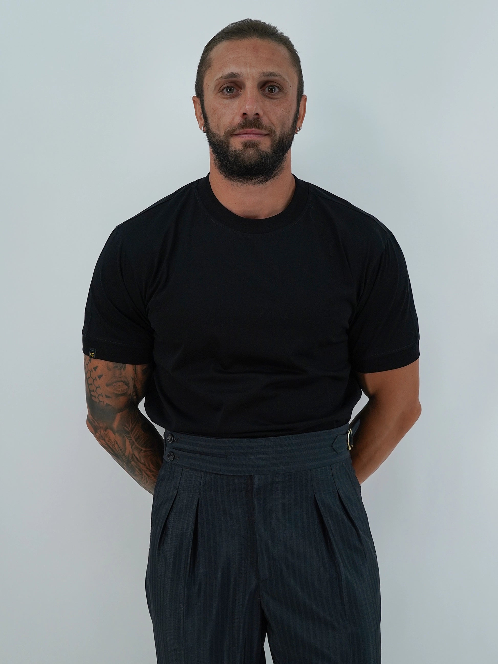 T-Shirt in Filo di Scozia | Girocollo| Nero