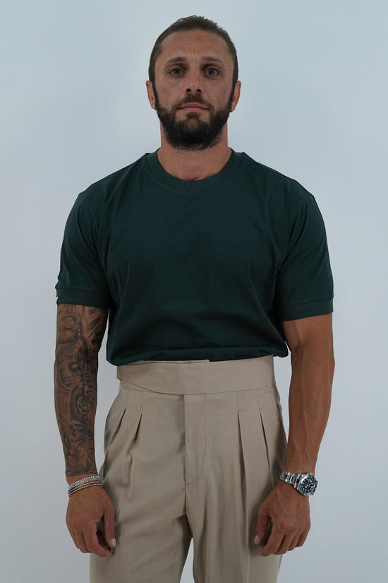 T-Shirt in Filo di Scozia | Girocollo| Verde Foresta