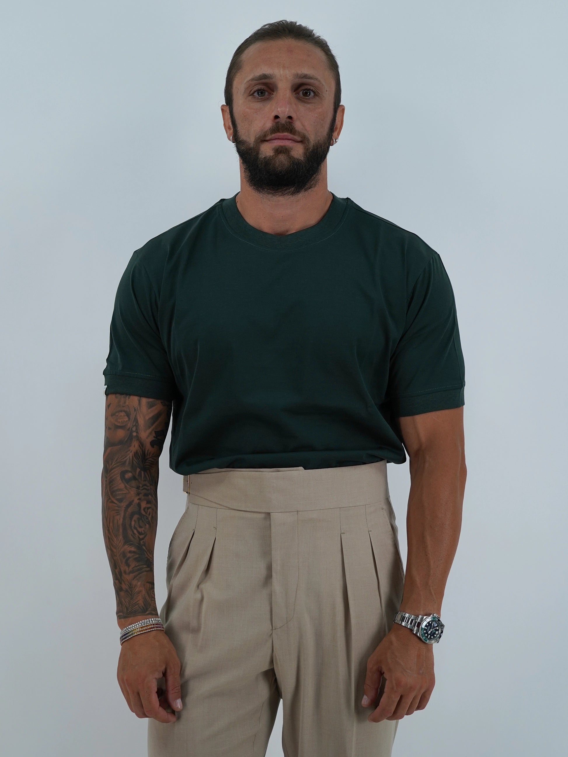 T-Shirt in Filo di Scozia | Girocollo| Verde Foresta