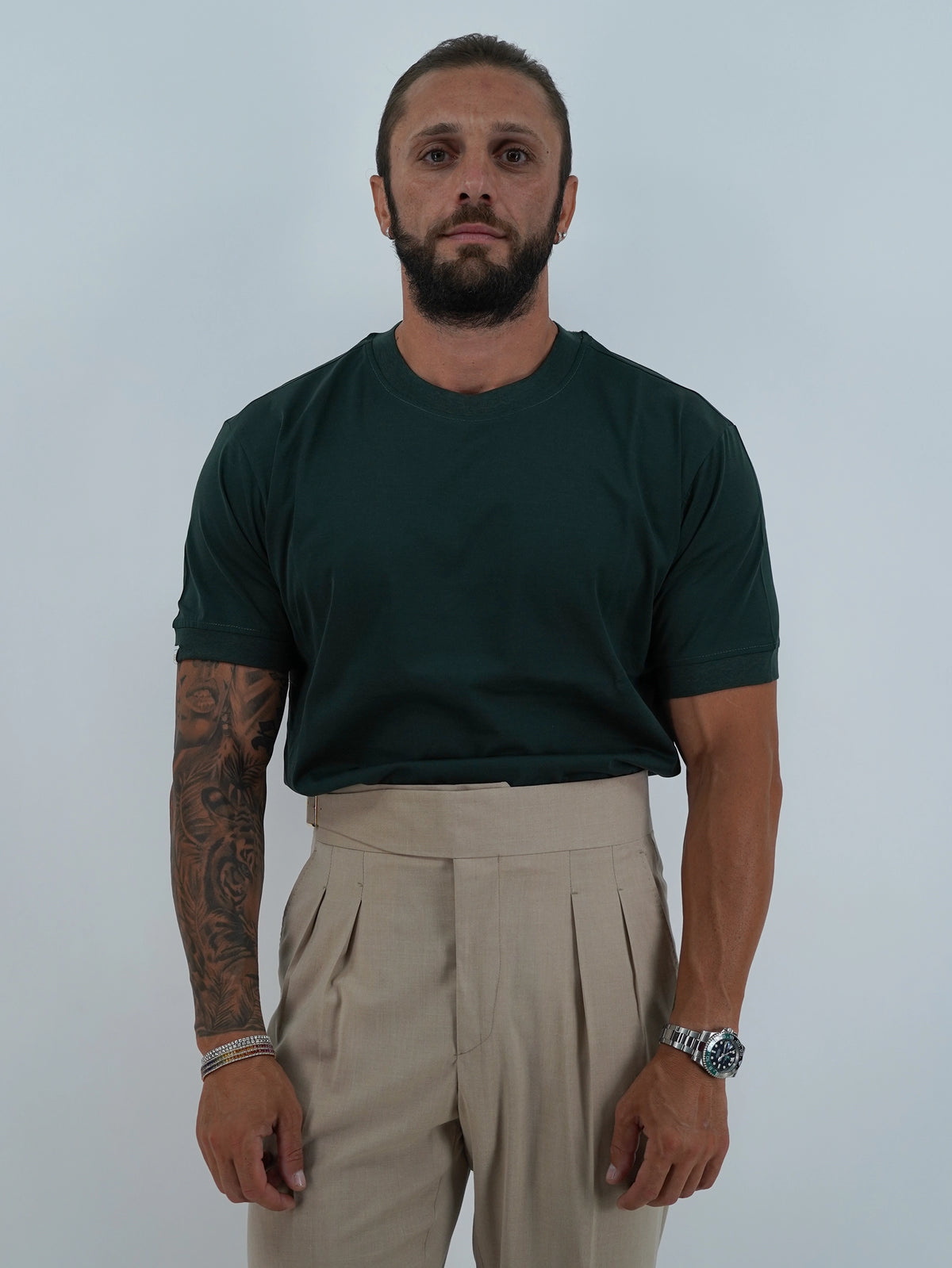 T-Shirt in Filo di Scozia | Girocollo| Verde Foresta