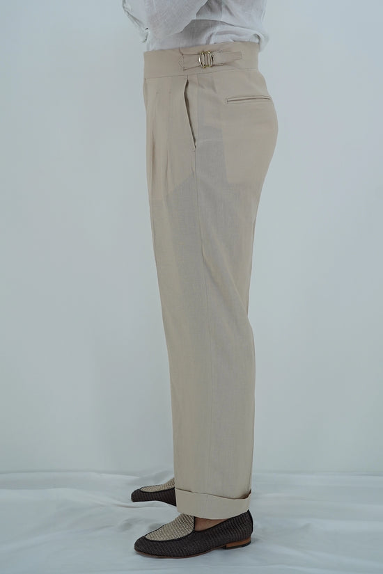 Gurkha Heritage 1 bottone in lino - Fondo 22/25cm | Doppia Fibbia Regolabile | Beige