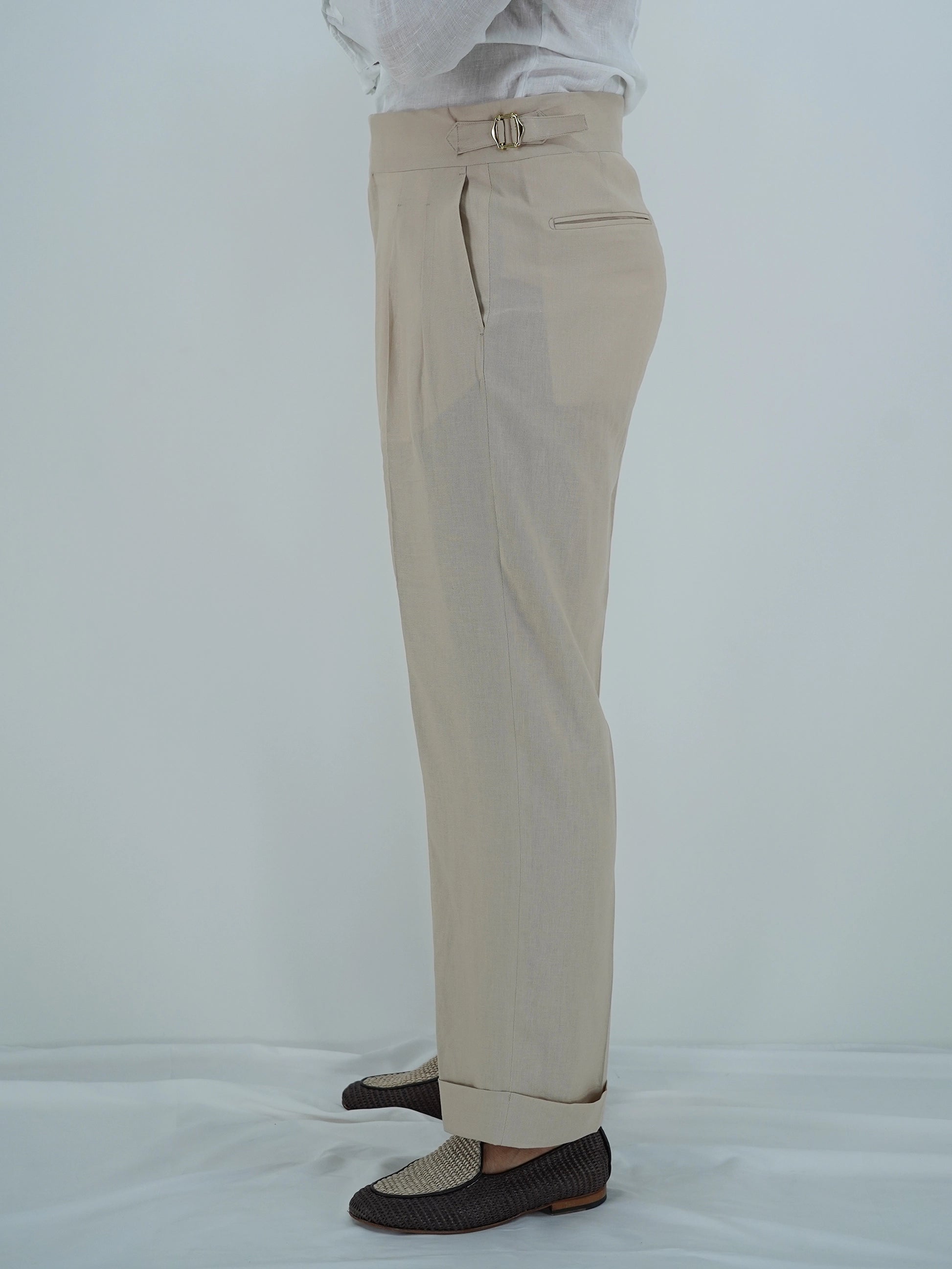 Gurkha Heritage 1 bottone in lino - Fondo 22/25cm | Doppia Fibbia Regolabile | Beige