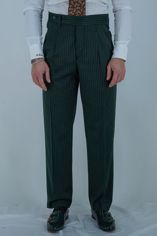 Gurkha 1 bottone - Fondo 20/23cm | Doppia Fibbia Regolabile | Verde Bottiglia Gessato