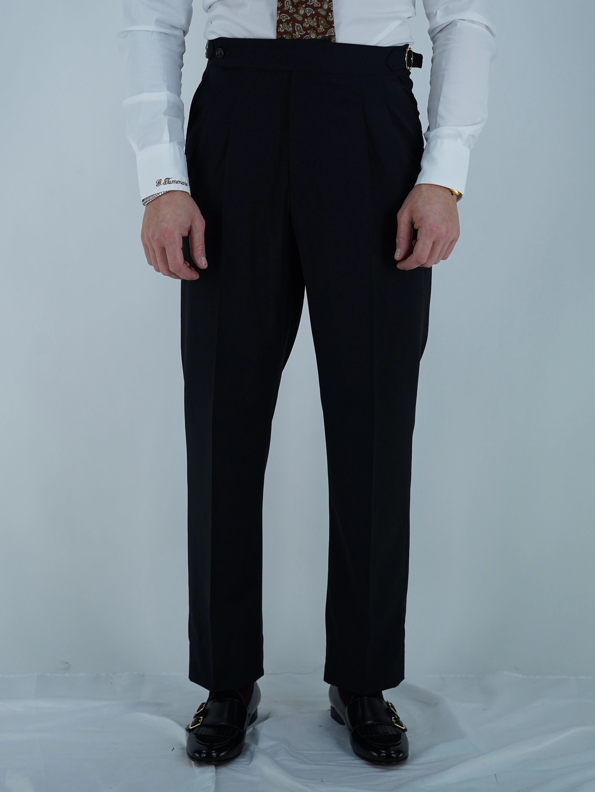 Gurkha 1 bottone - Fondo 20/23cm | Doppia Fibbia Regolabile | Nero Corvino