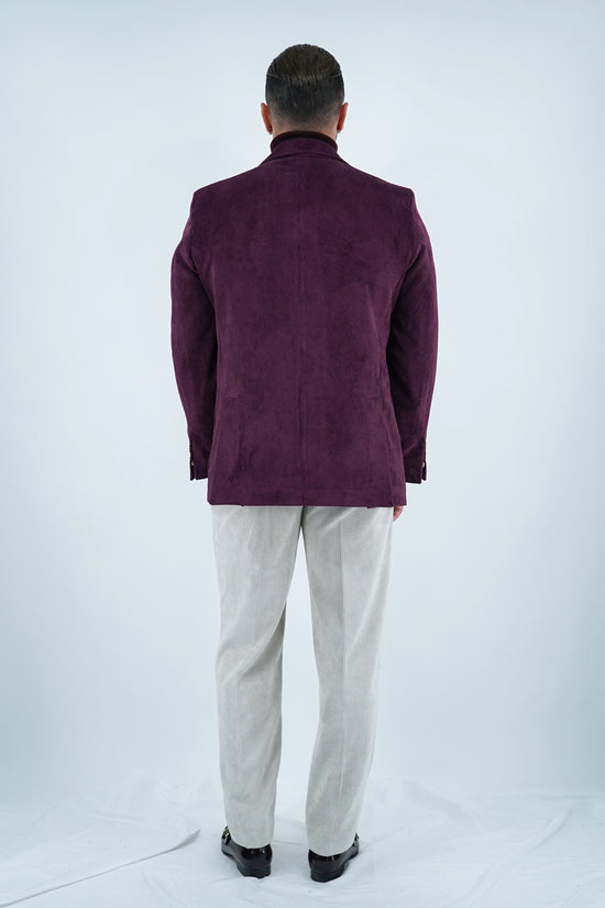 Giacca Harmonious monopetto in velluto a coste bordeaux