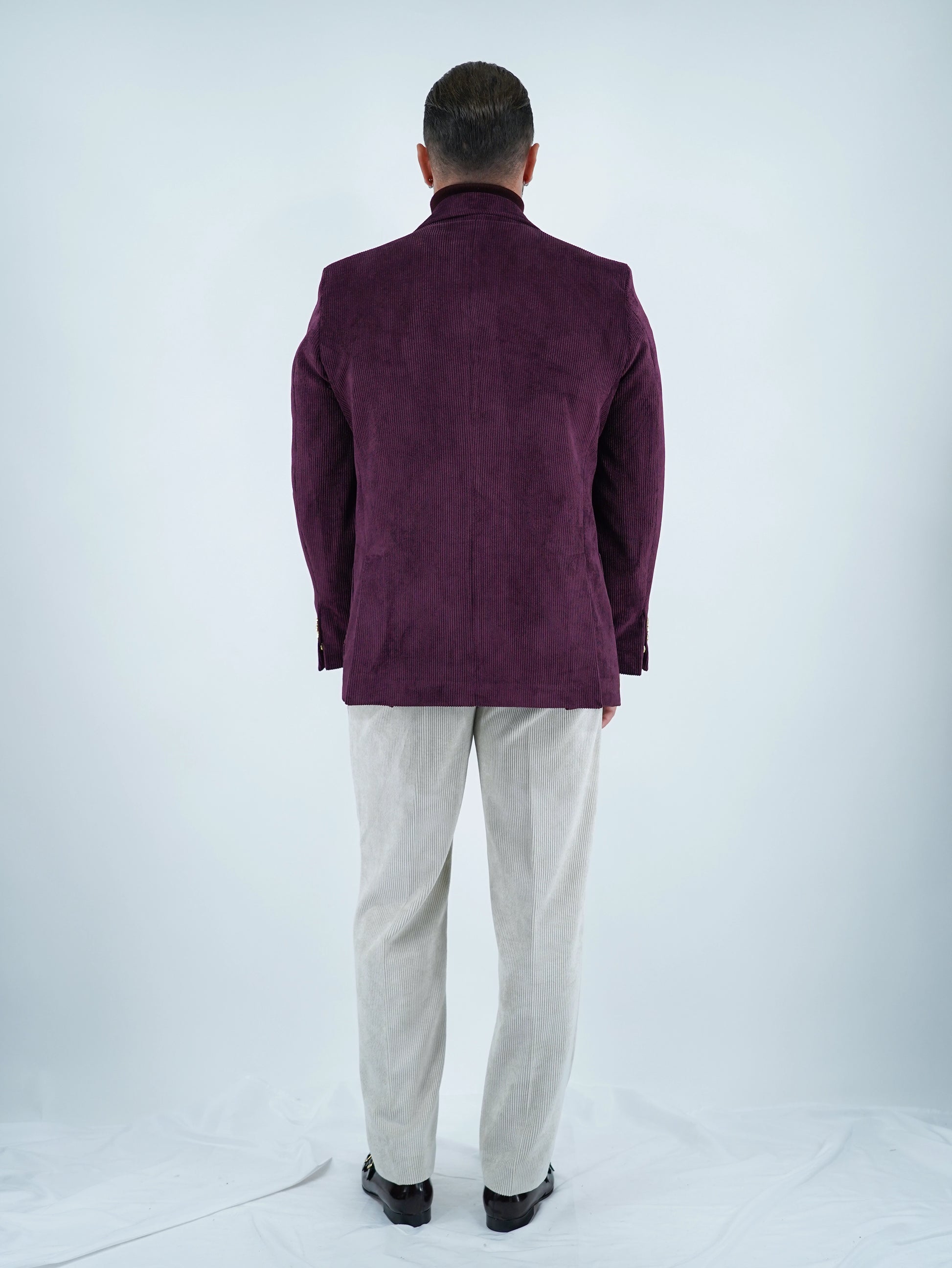 Giacca Harmonious monopetto in velluto a coste bordeaux