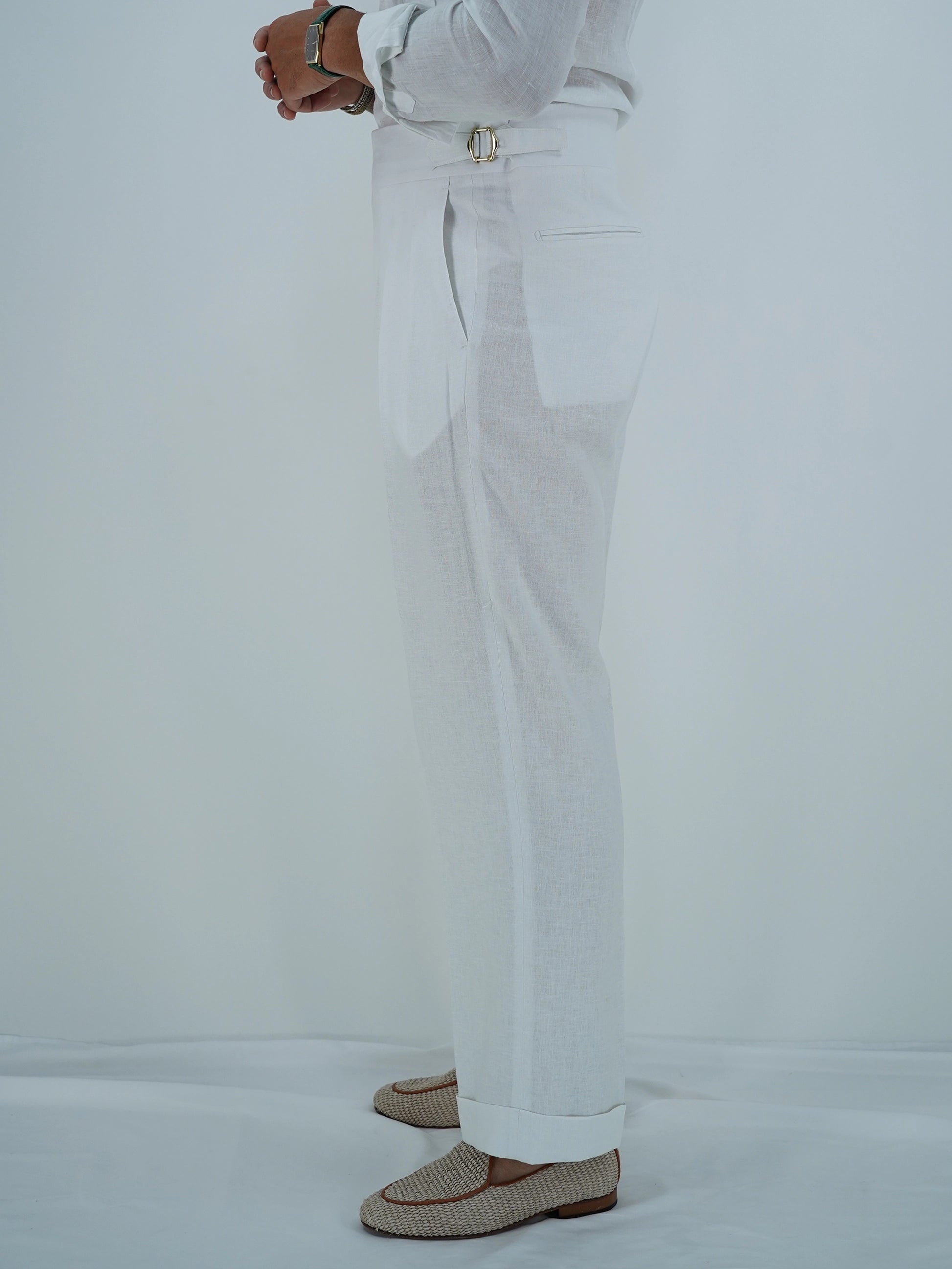 Gurkha Heritage 1 bottone in lino - Fondo 22/25cm | Doppia Fibbia Regolabile | Bianco