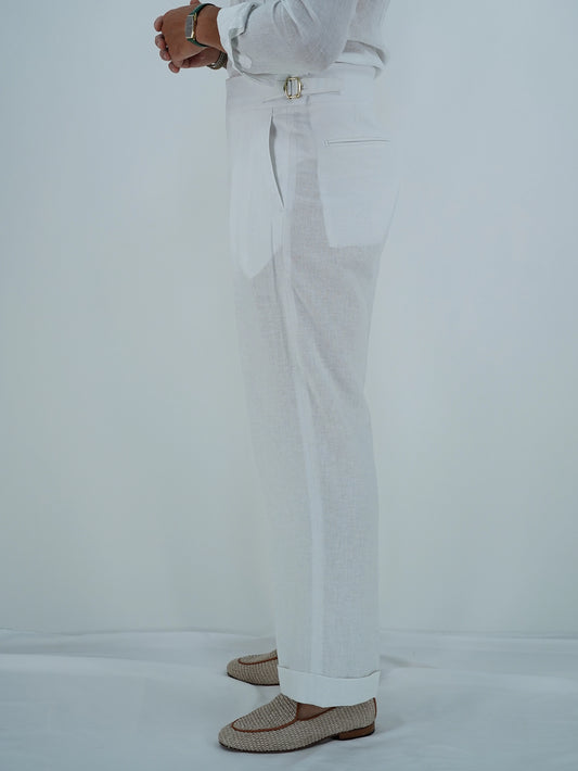 Gurkha Heritage 1 bottone in lino - Fondo 22/25cm | Doppia Fibbia Regolabile | Bianco