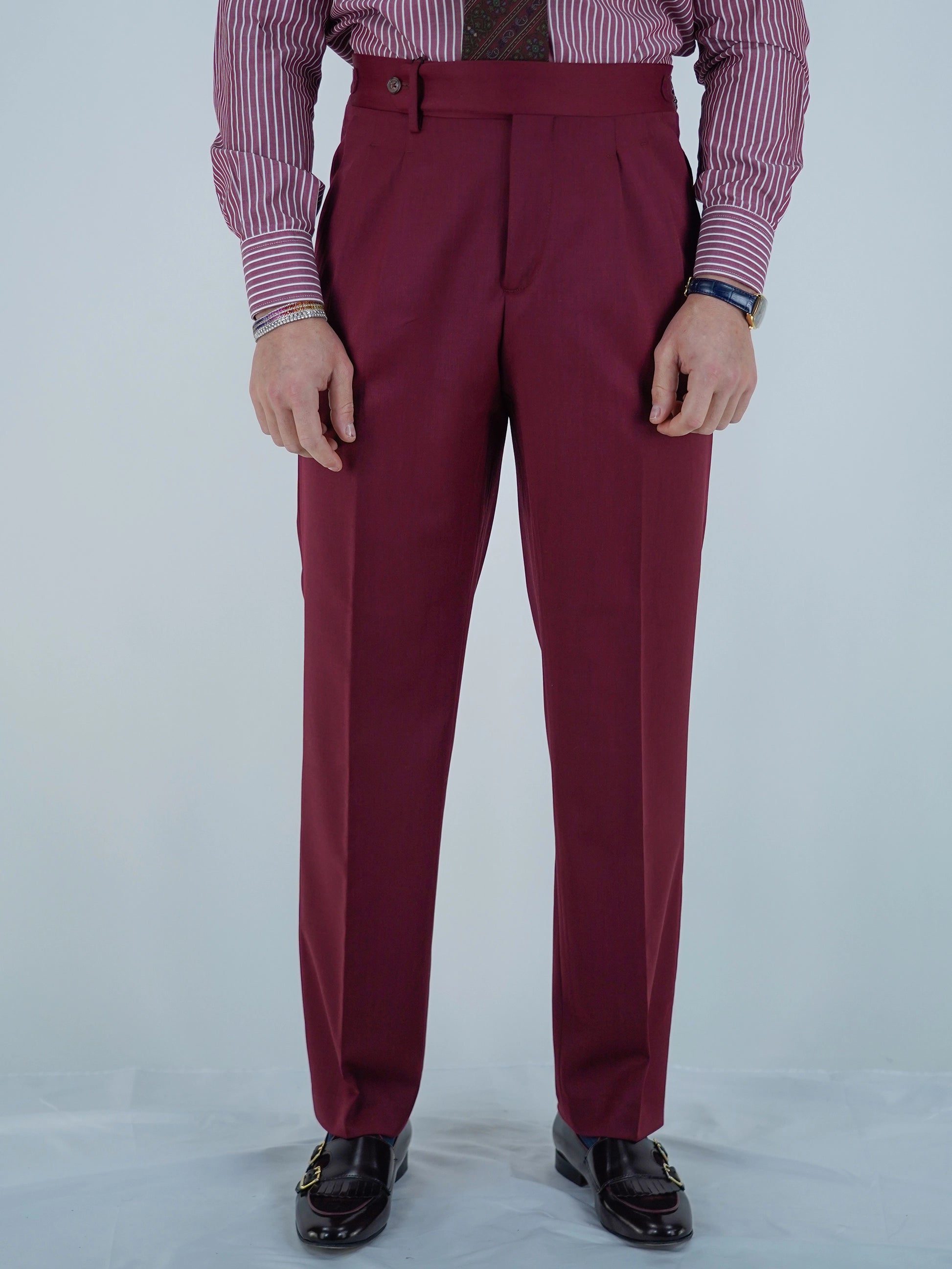 Gurkha 1 bottone - Fondo 20/23cm | Doppia Fibbia Regolabile | Bordeaux Profondo