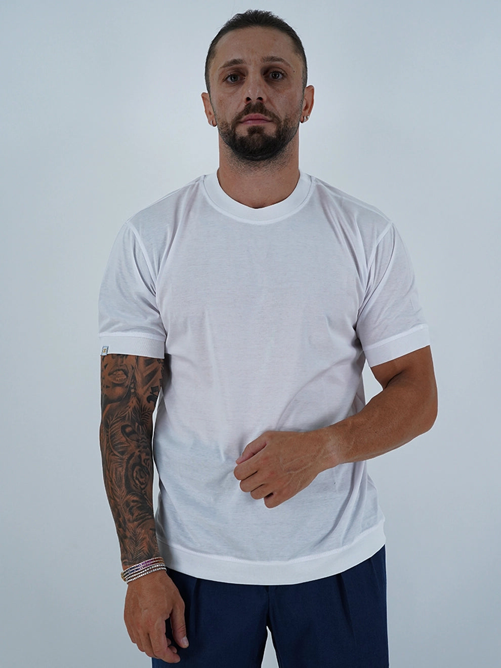 T-Shirt in Filo di Scozia | Girocollo| Bianco