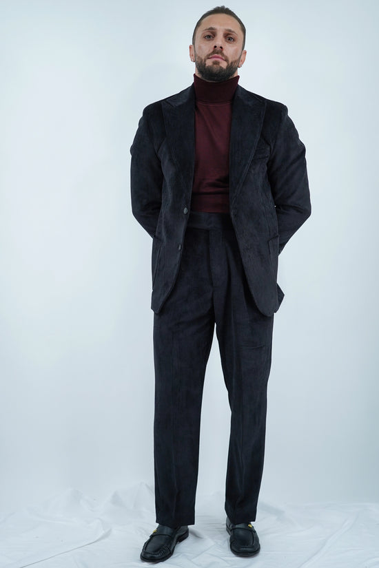 Giacca Harmonious monopetto in velluto a coste nero