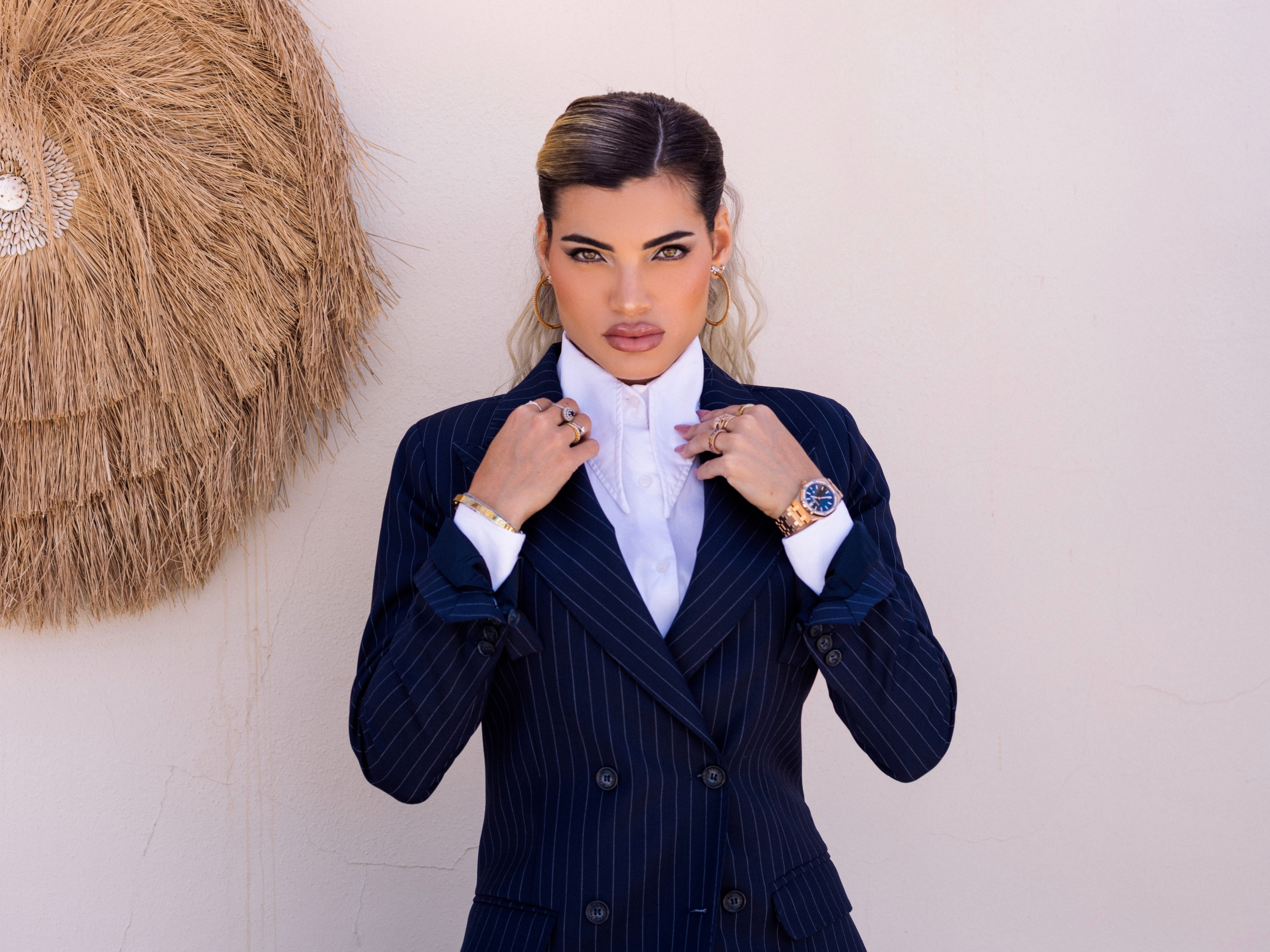 Tailleur doppiopetto blu gessato