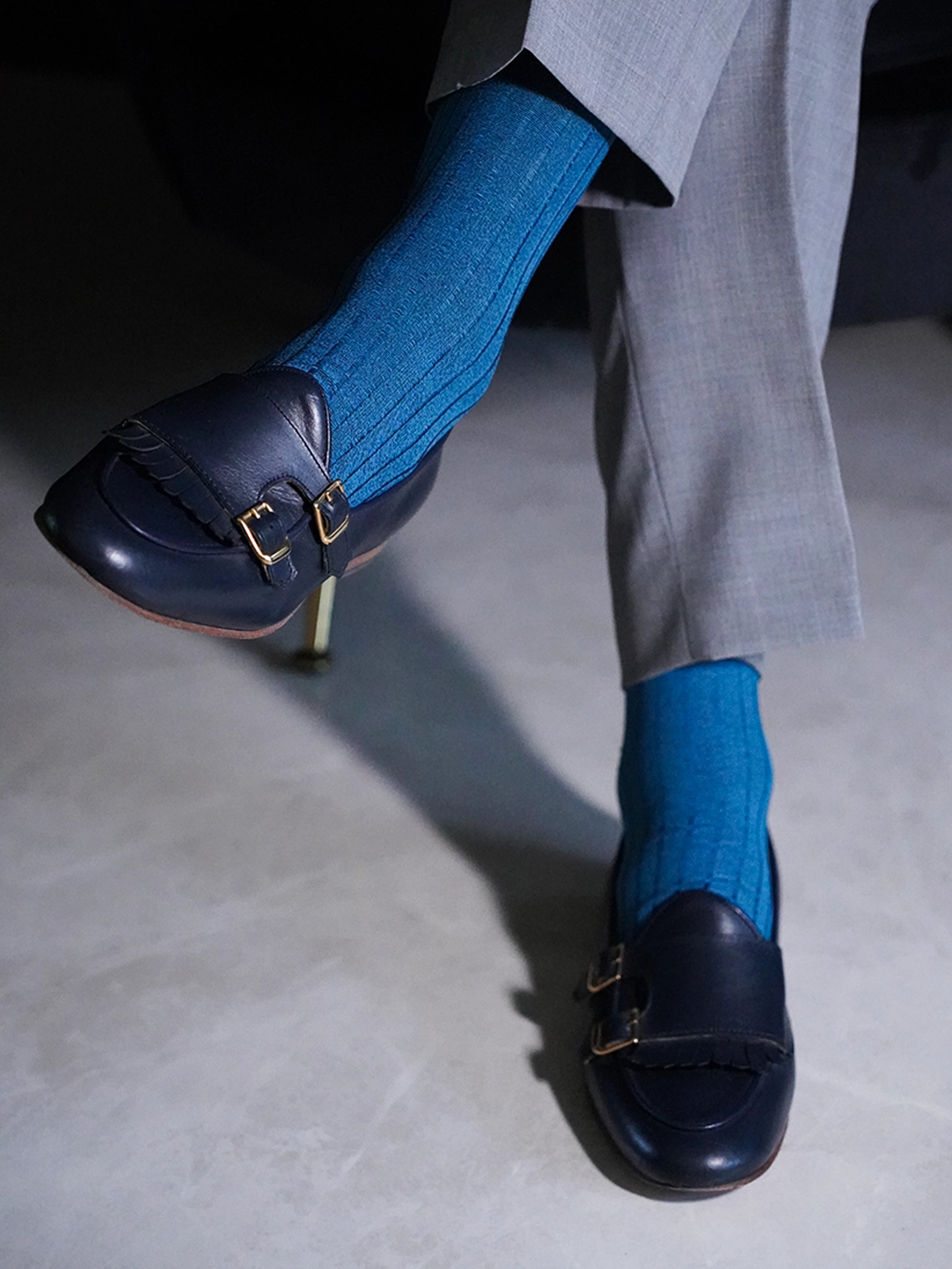 Calza Lunga Comfort - Cotone Premium | Blu/Turchese