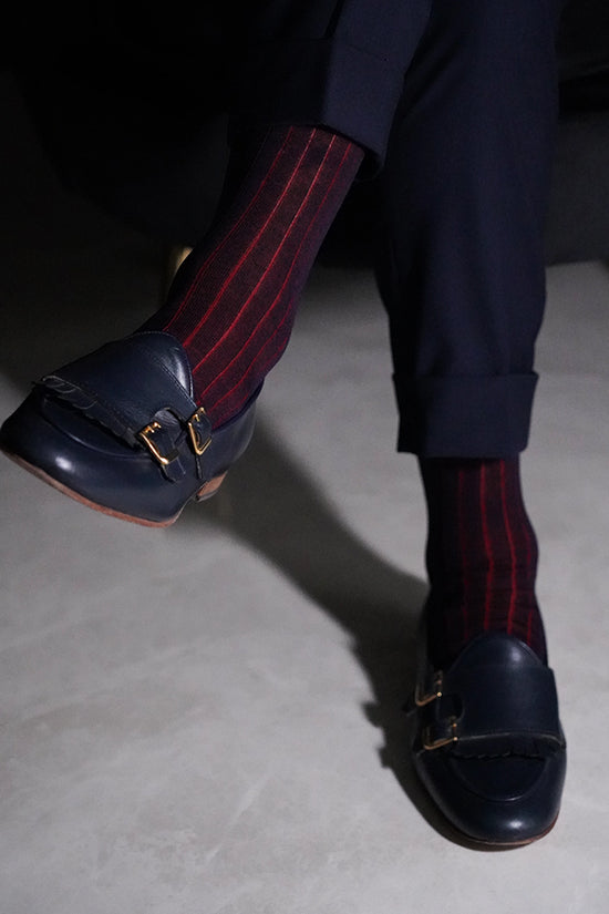 Calza Lunga Filo di Scozia - Coste Vanise | Blu/Rosso