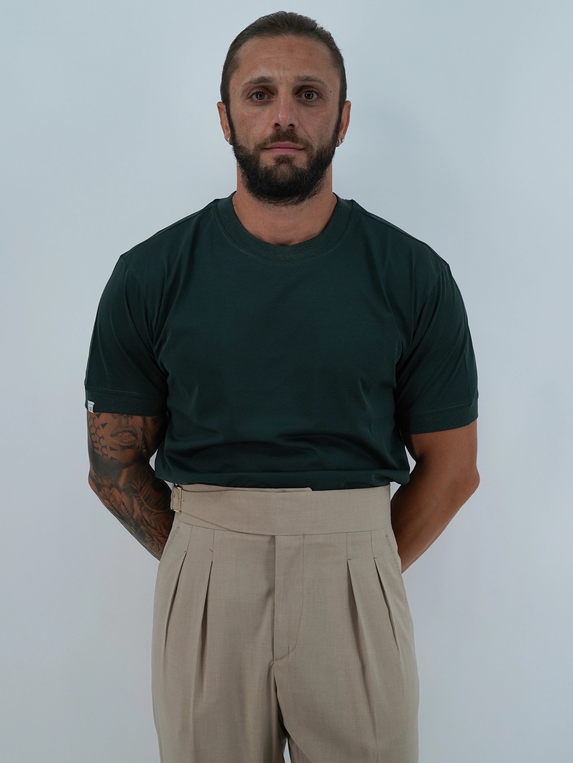 T-Shirt in Filo di Scozia | Girocollo| Verde Foresta