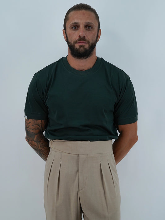 T-Shirt in Filo di Scozia | Girocollo| Verde Foresta