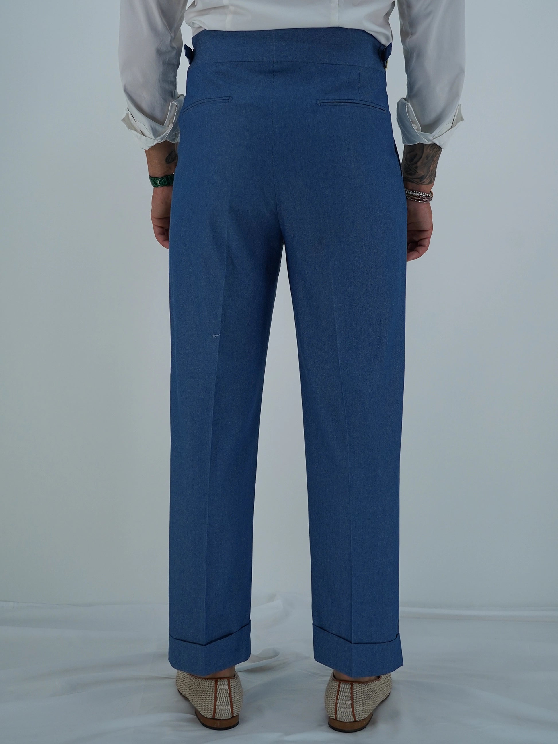 Gurkha Heritage 4 bottoni - Fondo 22/25cm | Doppia Fibbia Regolabile | Jeans Chiaro