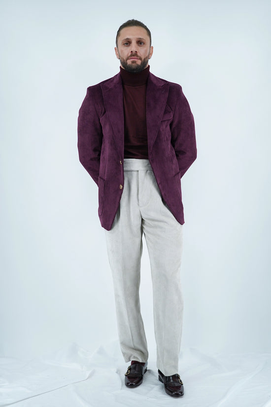 Giacca Harmonious monopetto in velluto a coste bordeaux