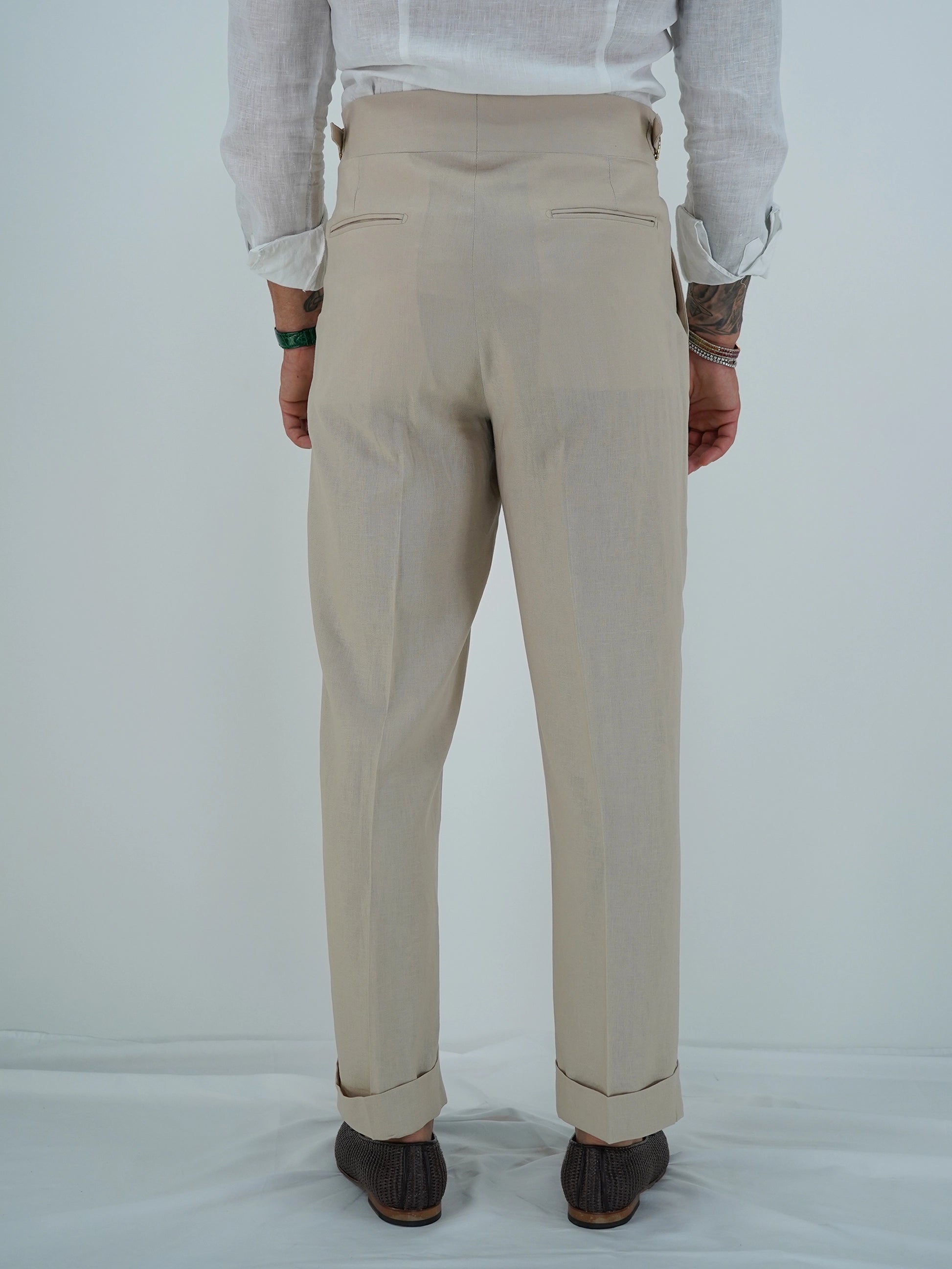 Gurkha Heritage 1 bottone in lino - Fondo 22/25cm | Doppia Fibbia Regolabile | Beige