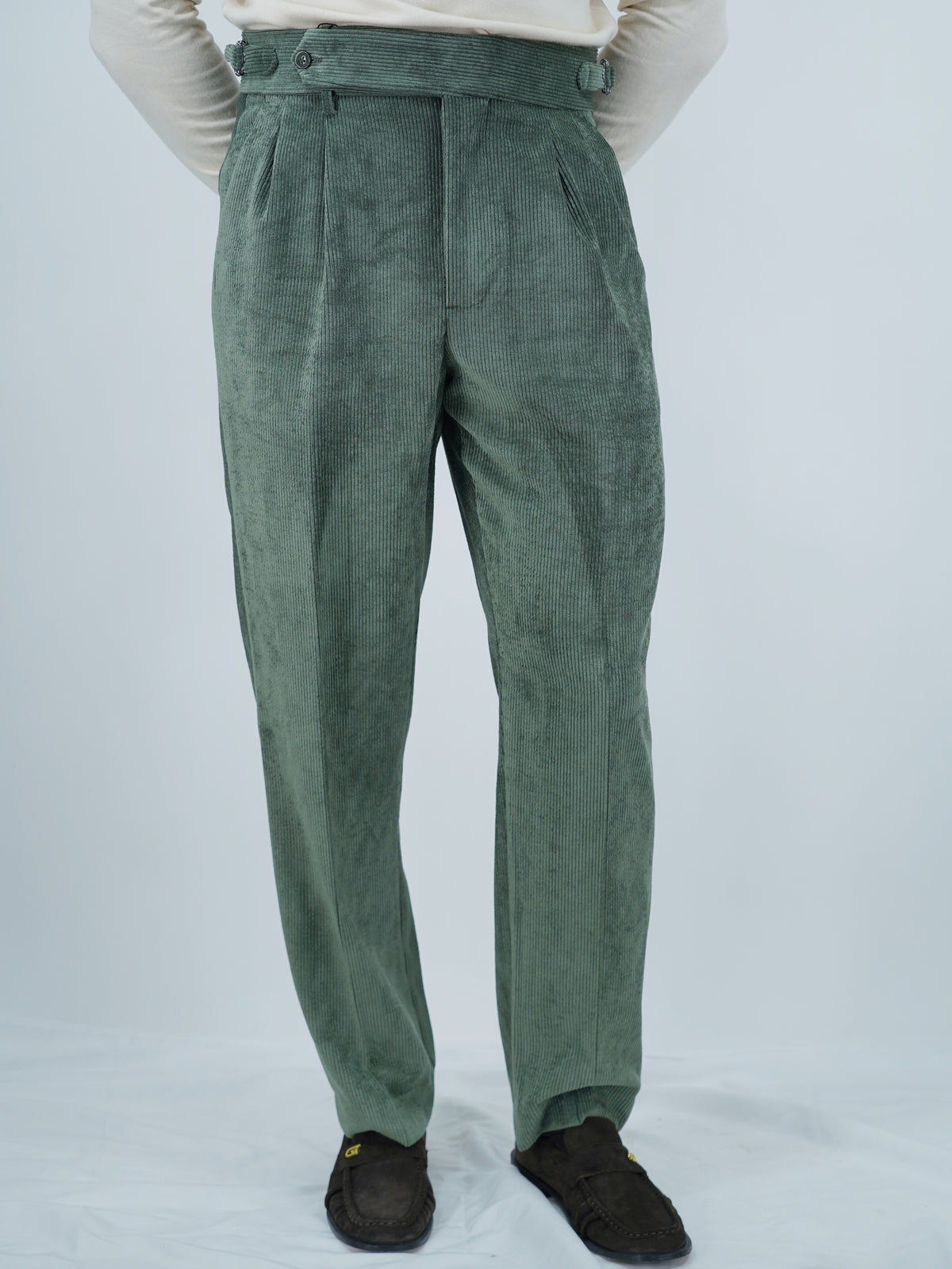 Gurkha Heritage 1 bottone In Velluto a Coste - Fondo 20/23cm | Doppia Fibbia Regolabile | Verde Militare