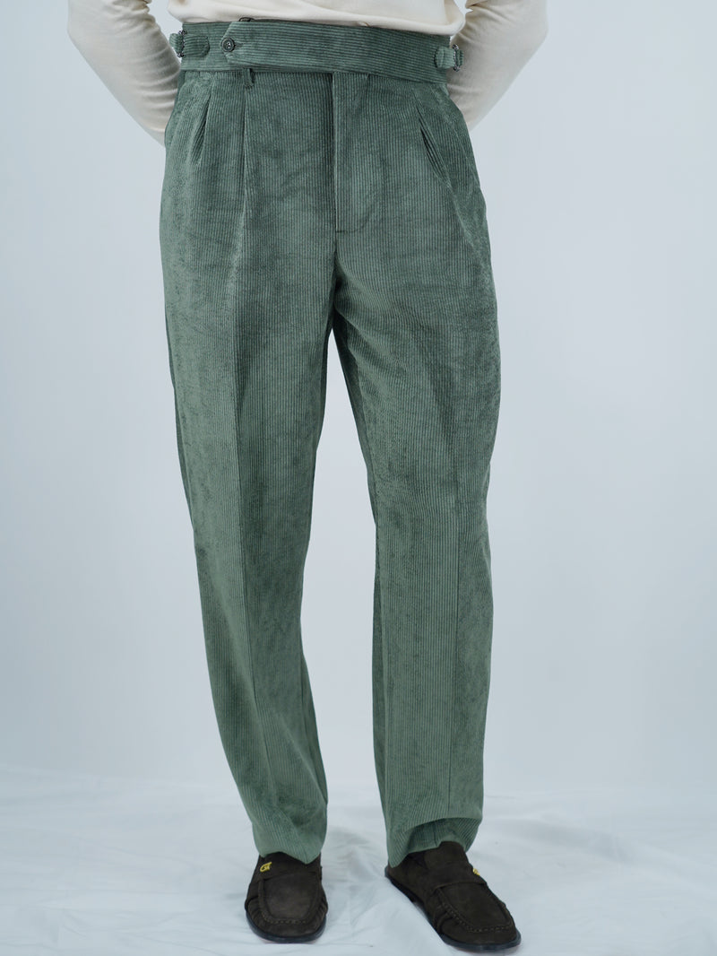 Gurkha Heritage 1 bottone In Velluto a Coste - Fondo 20/23cm | Doppia Fibbia Regolabile | Verde Militare
