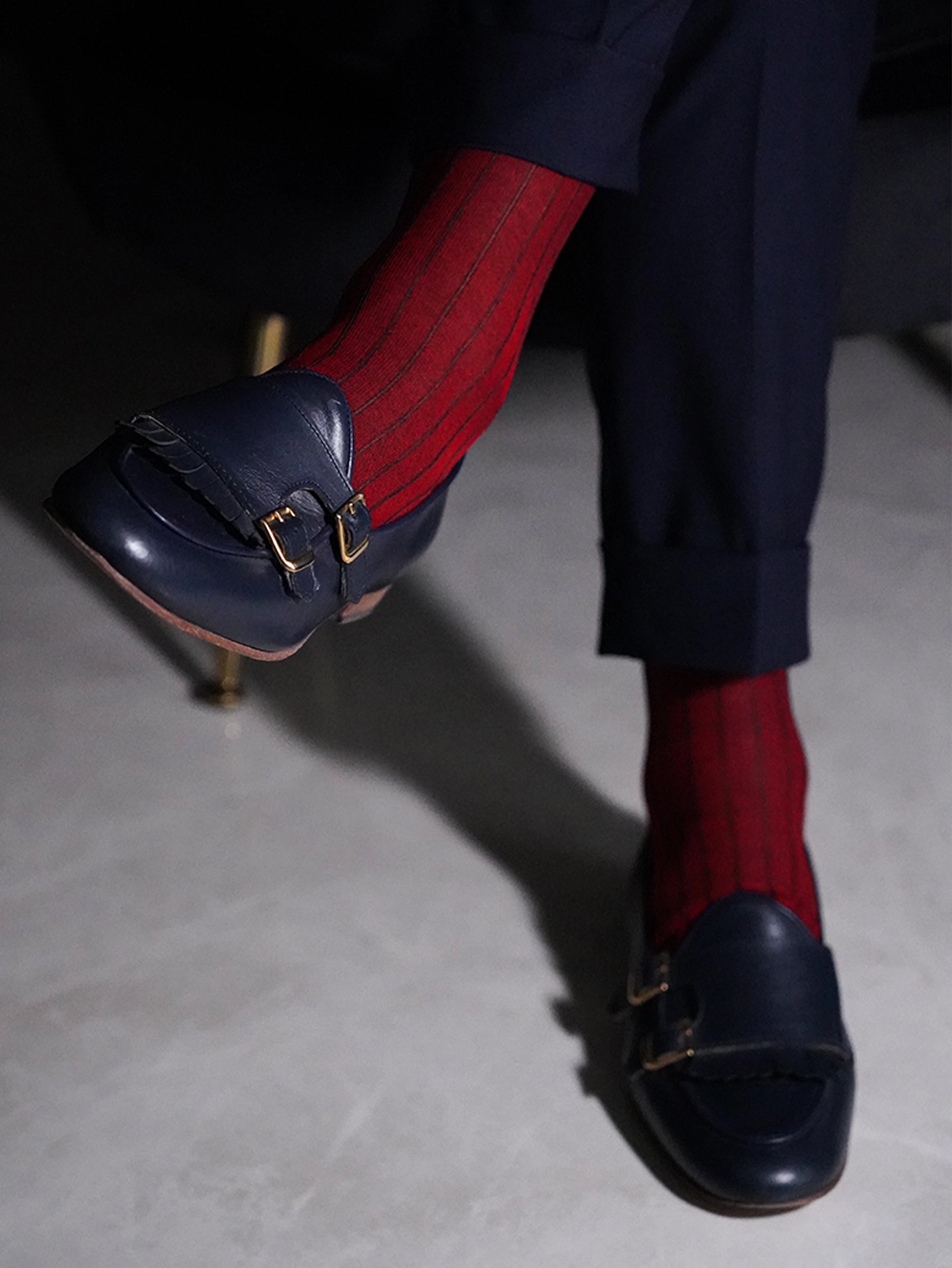 Calza Lunga Filo di Scozia - Coste Vanise | Blu/Rosso