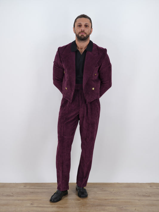Giacca Cropped Doppiopetto in Velluto - Linea Extensive | Bordeaux