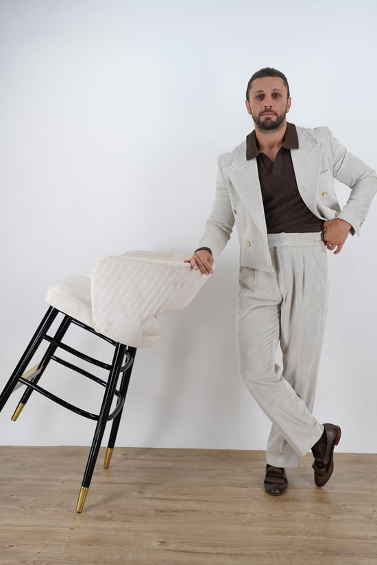 Giacca Cropped Doppiopetto in Velluto - Linea Extensive | Avorio