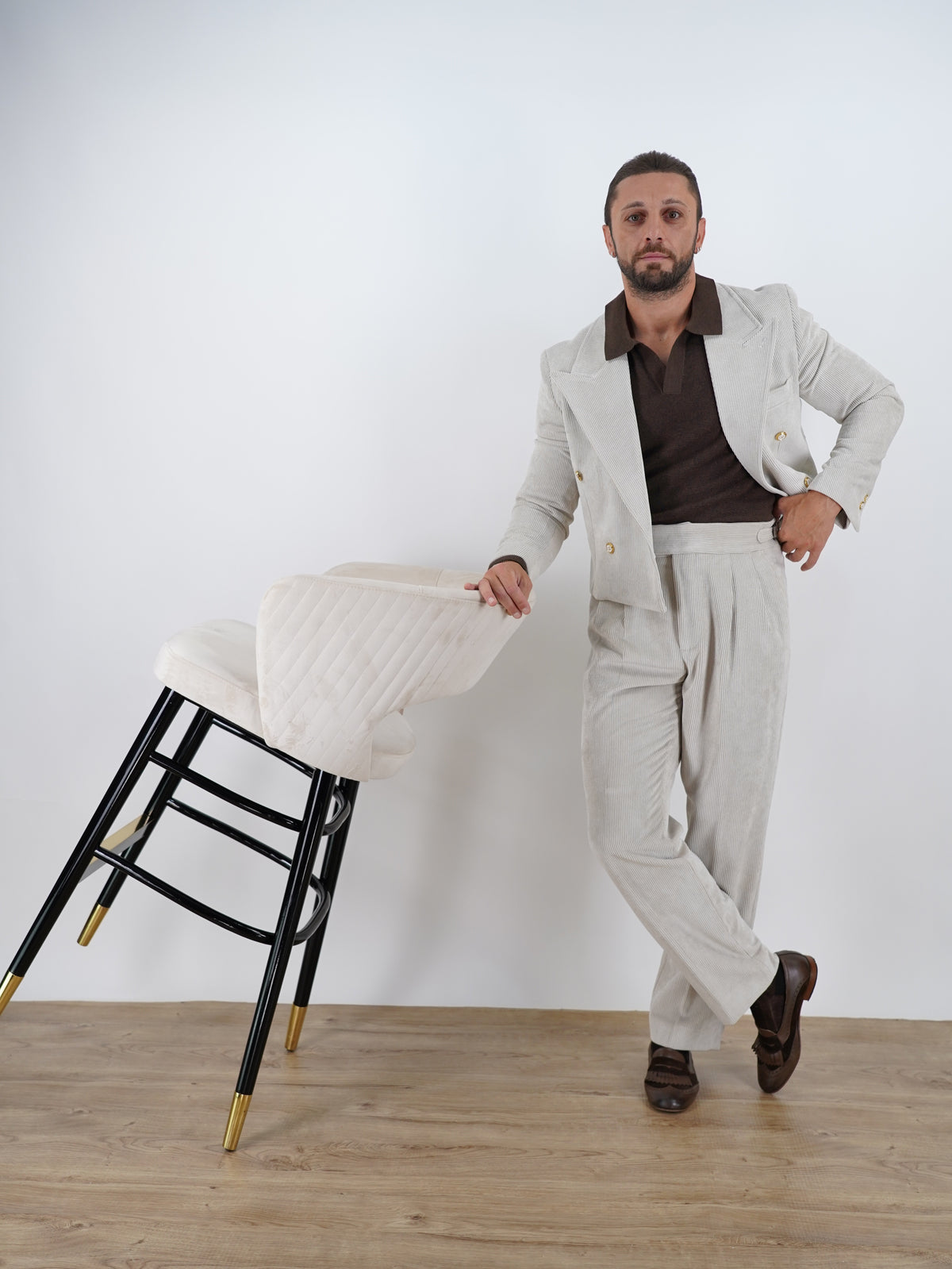 Giacca Cropped Doppiopetto in Velluto - Linea Extensive | Avorio