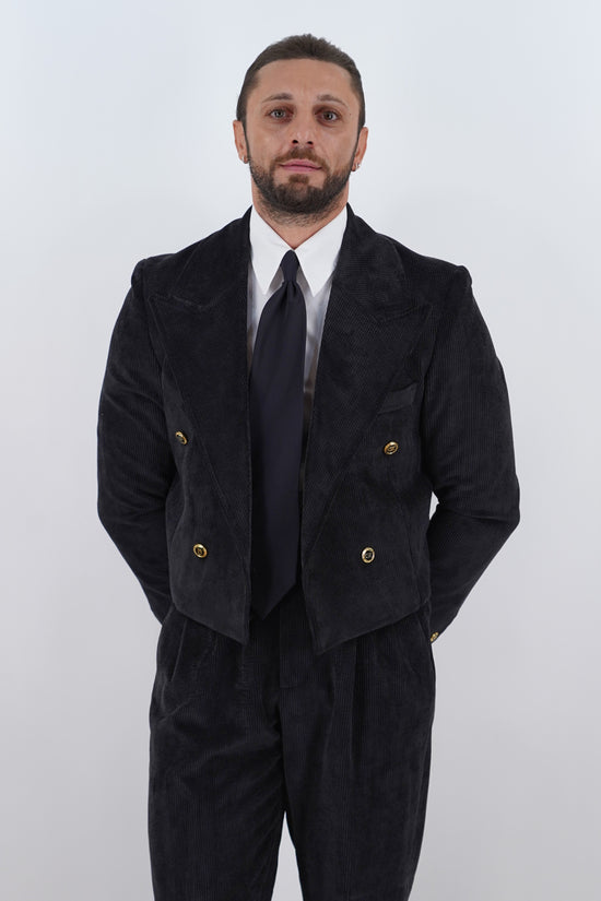 Giacca Cropped Doppiopetto in Velluto - Linea Extensive | Nero