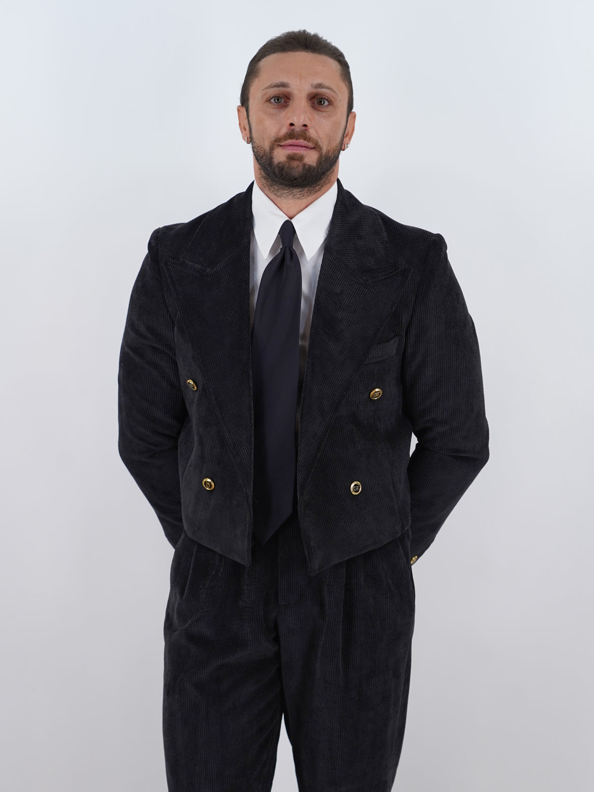 Giacca Cropped Doppiopetto in Velluto - Linea Extensive | Nero