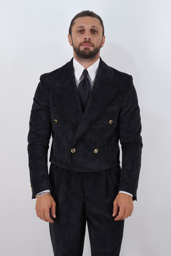 Giacca Cropped Doppiopetto in Velluto - Linea Extensive | Nero