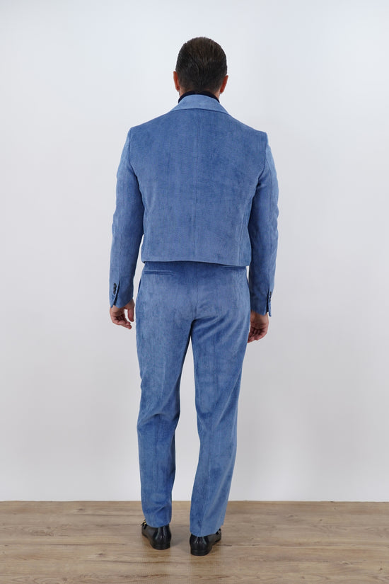 Giacca Cropped Doppiopetto in Velluto - Linea Extensive | Azzurro